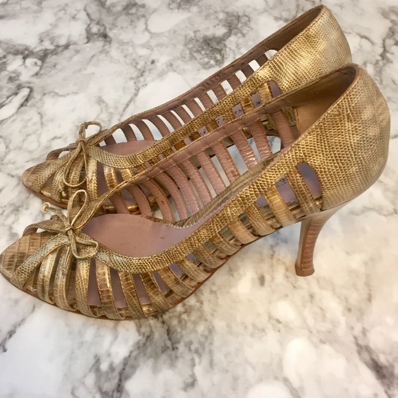 Vintage Kenneth Cole Snake Print Lattice Open Weave Sz 8 - Picture 3 of 7